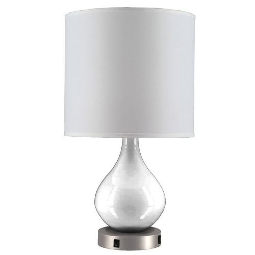 Fountain of Youth Single Table Lamp, White w/ White Linen Shade